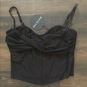 White Fox Boutique Black Draped Bustier Top